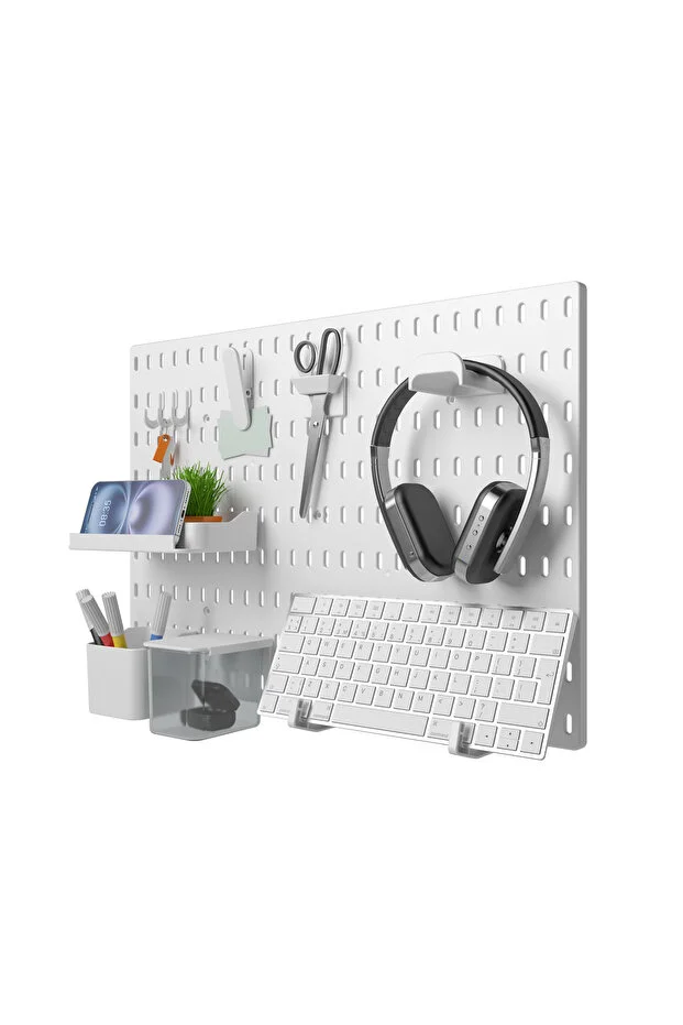 ÇOK AMAÇLI PANO ORGANİZATÖR PEGBOARD SET 3 (52X36cm)MODÜLER SİSTEM DUVAR DÜZENLEYİCİ DÜBELLİ - 
